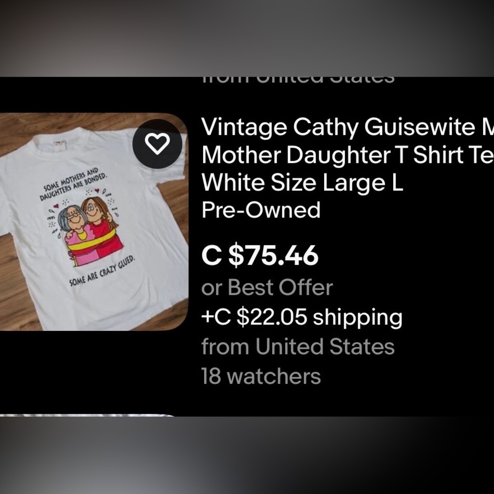 Vintage Cathy Guisewite Daughter Love T-Shirt / 1994 / XL / 2X / Single Stitch - Picture 10 of 10